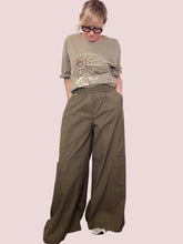 Pantalone cargo palazzo verde militare tasche laterali