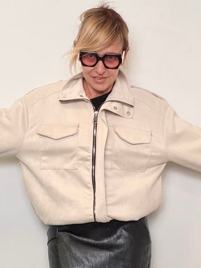 FEMALE  - Giacca effetto camoscio con tasche frontali