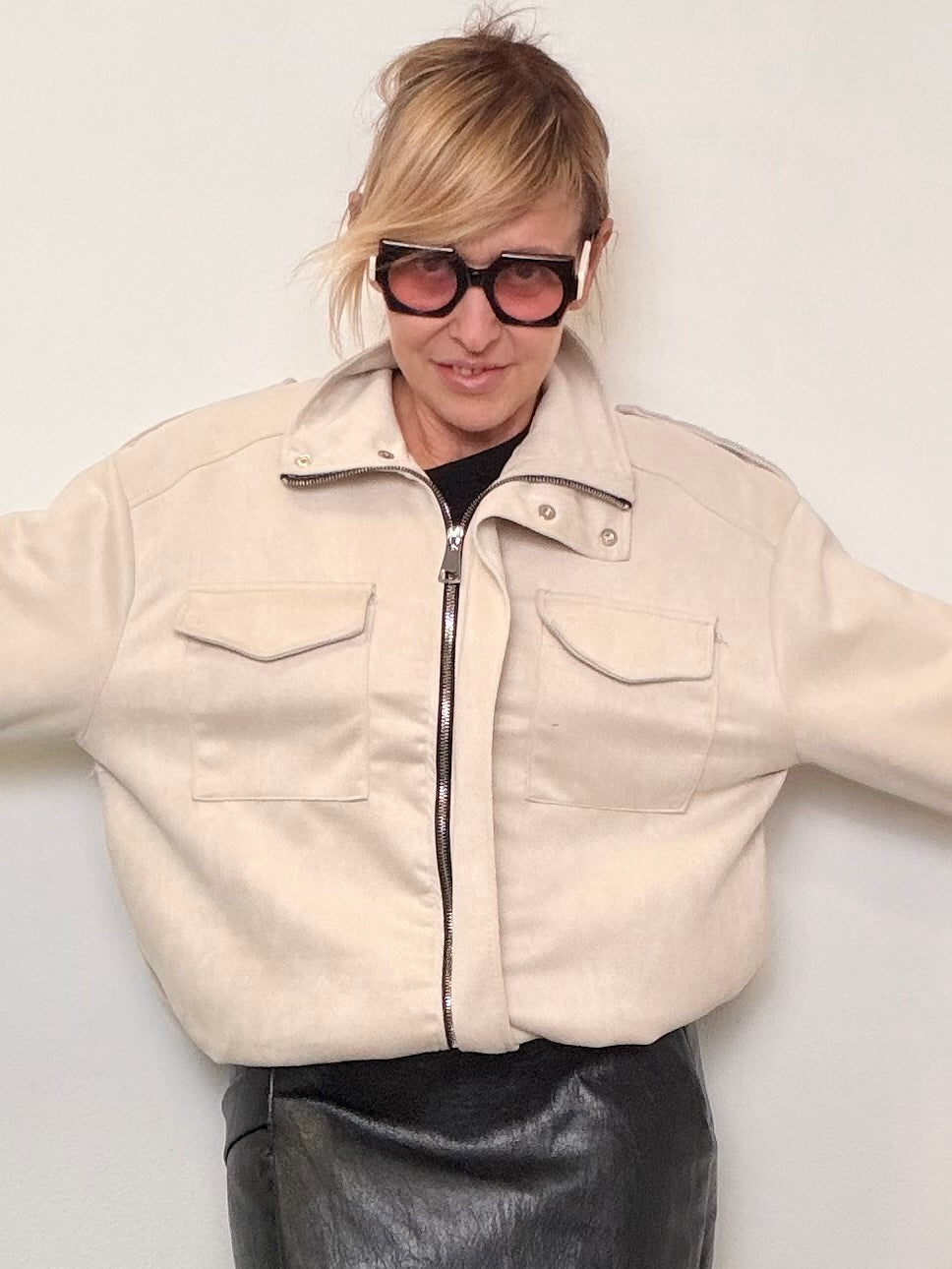 FEMALE  - Giacca effetto camoscio con tasche frontali