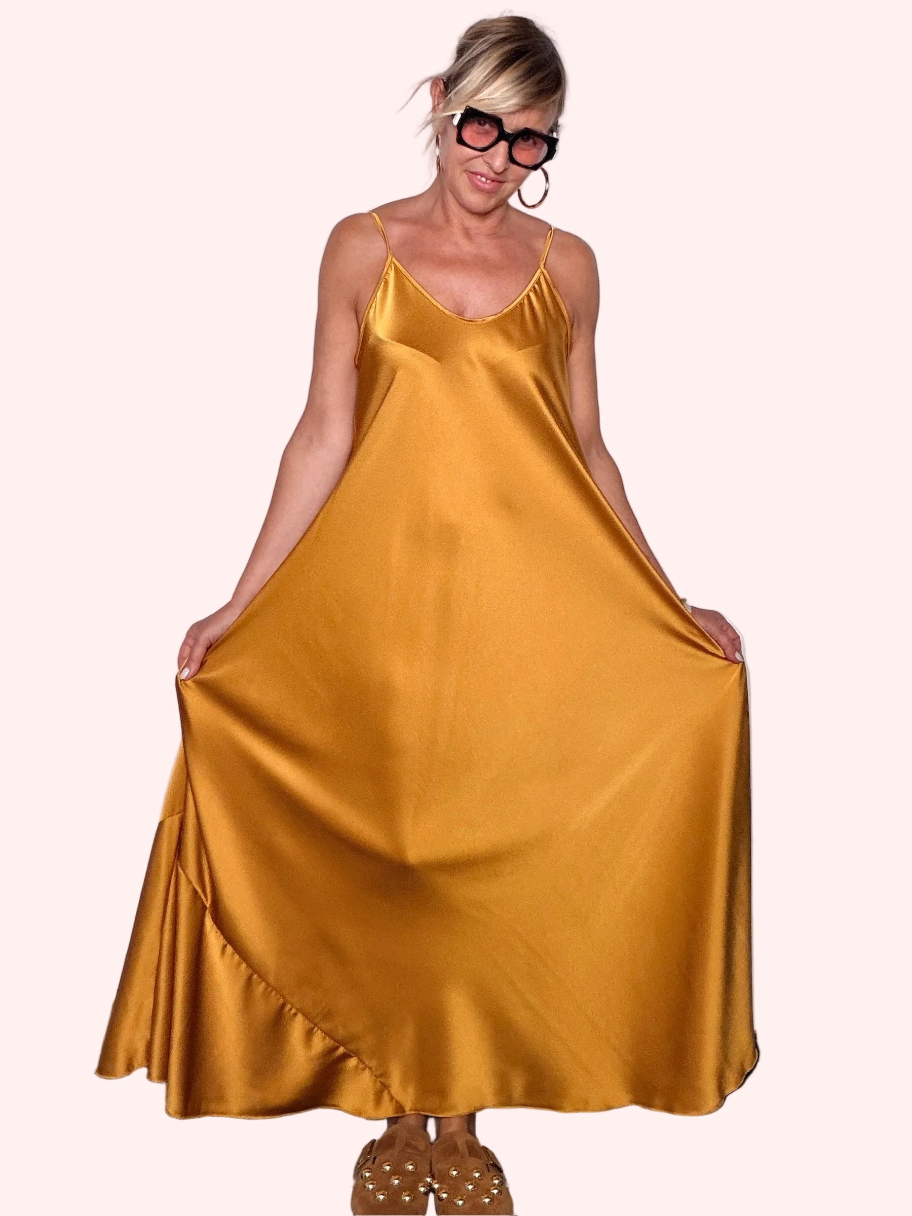 Abito Lungo in Raso Slip Dress