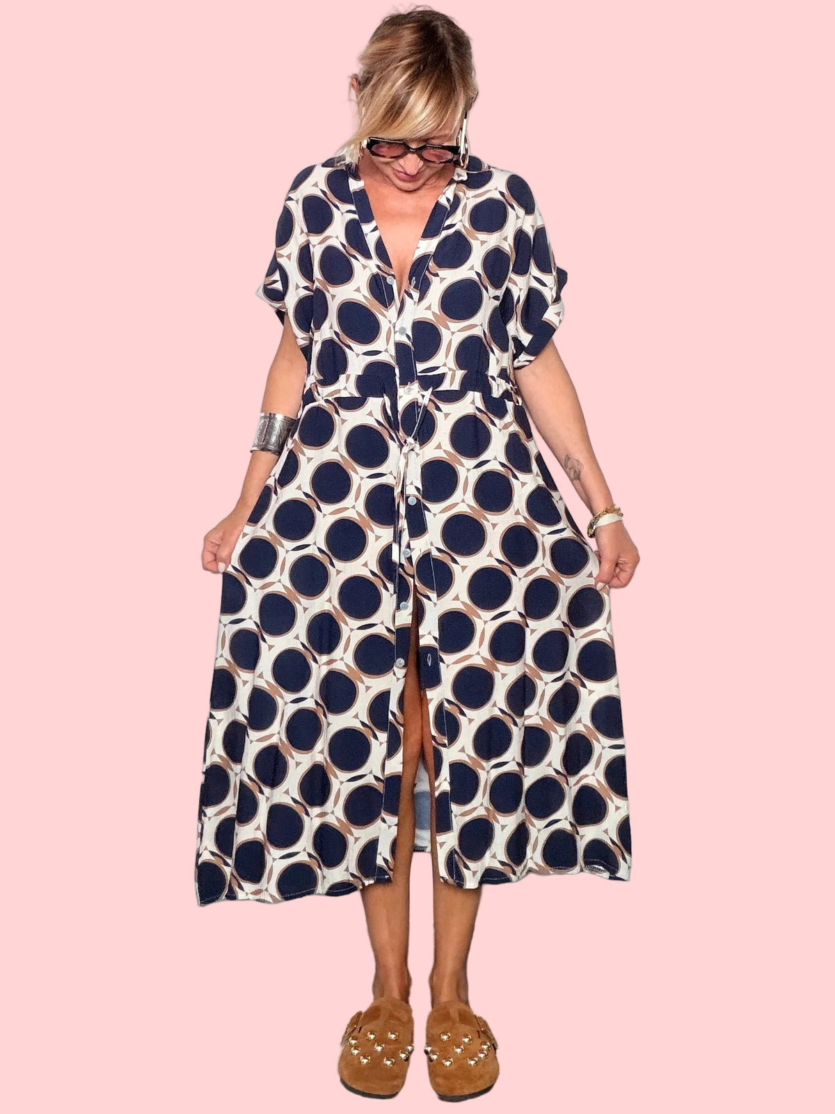 Chemisier Maxi a Cerchi Geometrici – 3 Colori (Copia 2)