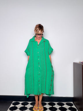 Chemisier Maxi Oversize con Ricamo Etnico (Copia)
