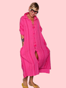 Chemisier Maxi Oversize con Ricamo Etnico (Copia)