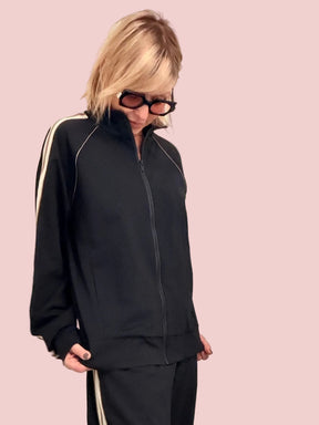 Felpa Zip Bande Laterali