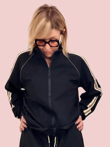 Felpa Zip Bande Laterali