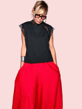 Pantalone Culotte Ampio con Vita Elastica