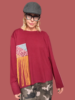 T-shirt over a maniche lunghe con applicazione