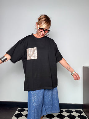 Maxi T-Shirt con Patch Paillettes Susy Star