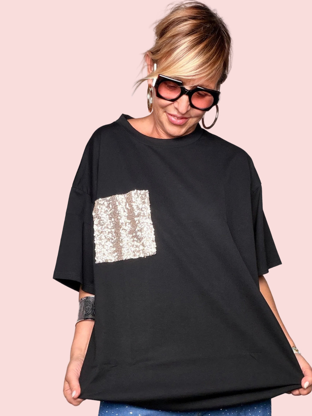 Maxi T-Shirt con Patch Paillettes Susy Star