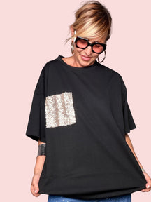 Maxi T-Shirt con Patch Paillettes Susy Star
