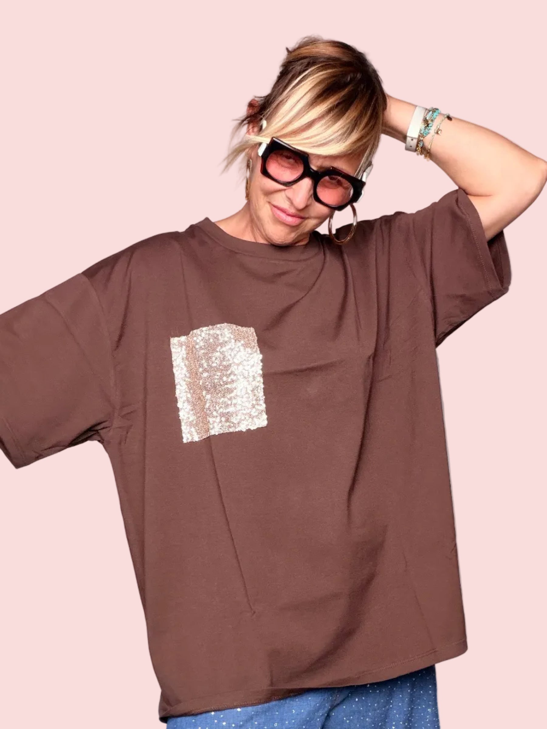 Maxi T-Shirt con Patch Paillettes Susy Star