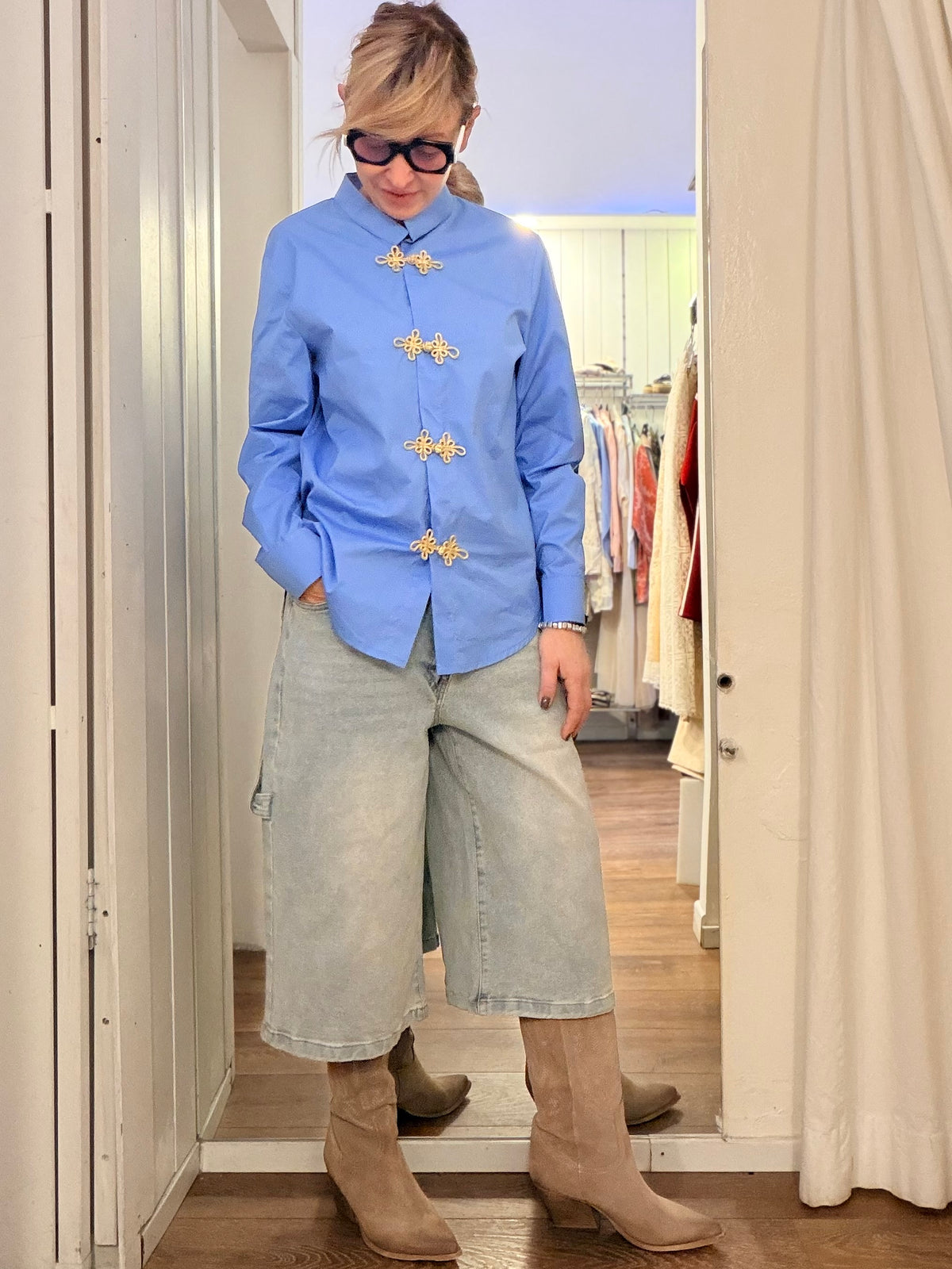 Jeans Bermuda Abbottonatura Diagonale