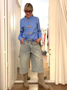 Jeans Bermuda Abbottonatura Diagonale