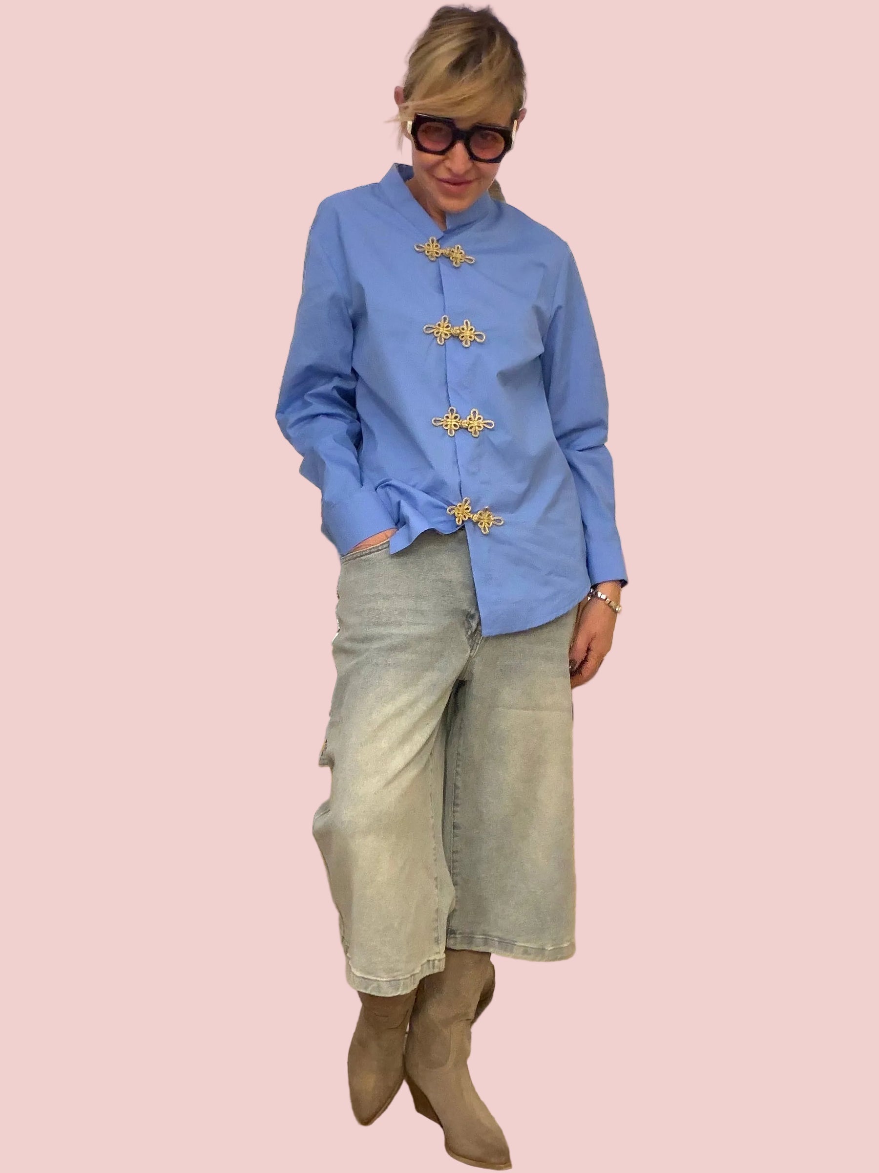 Jeans Bermuda Abbottonatura Diagonale