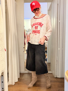 Jeans Bermuda Abbottonatura Diagonale