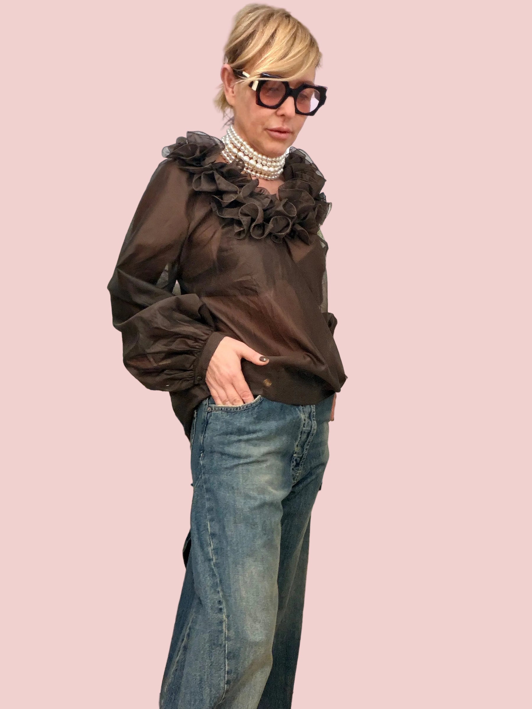 Jeans Vintage Wide Leg Effetto Vissuto