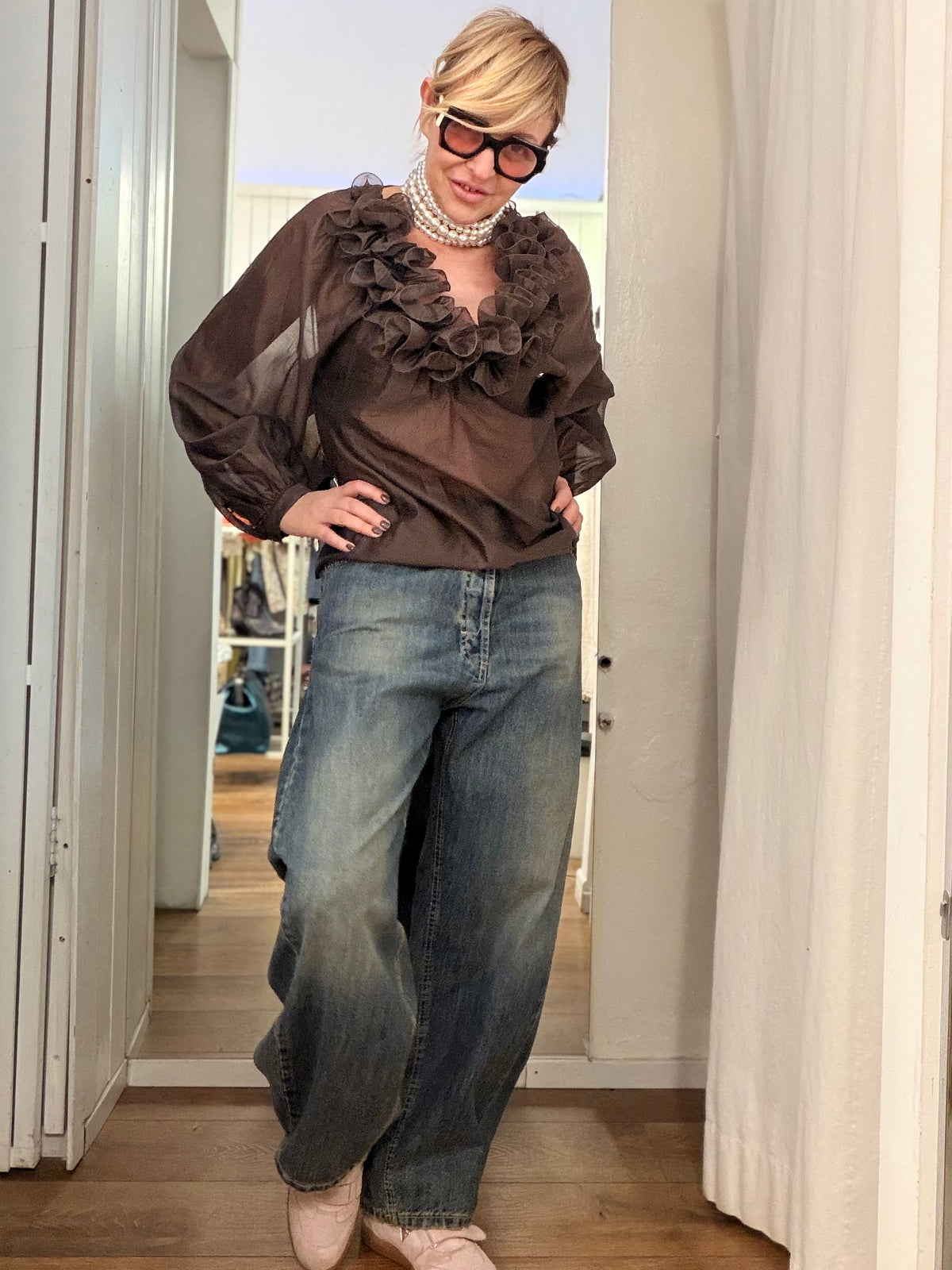 Camicia con Rouche in Organza