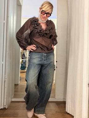 Camicia con Rouche in Organza