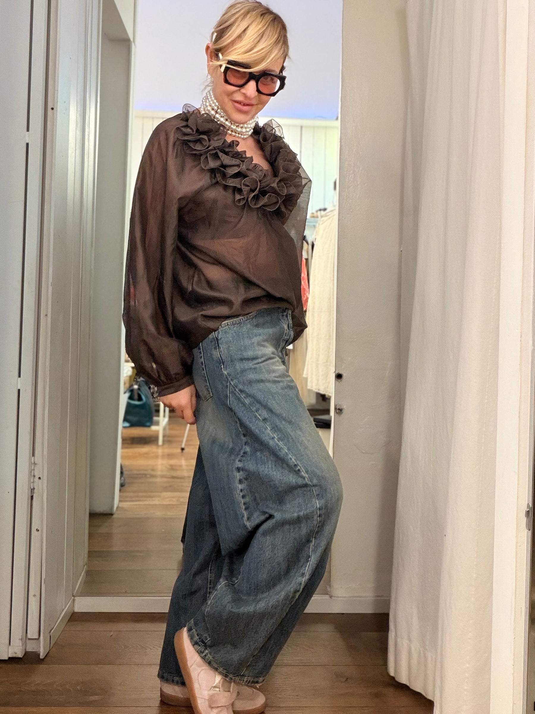 Camicia con Rouche in Organza