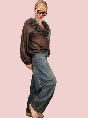 Jeans Vintage Wide Leg Effetto Vissuto
