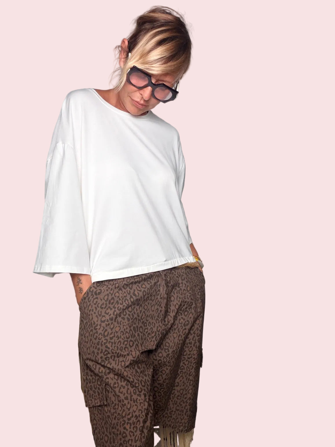 Bermuda Cargo  — Tela Leopardata Marrone