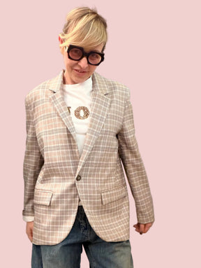 Blazer a Quadri Principe di Galles con Scritta Personalizzata