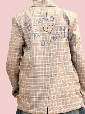 Blazer a Quadri Principe di Galles con Scritta Personalizzata