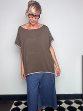 Top Oversize in Jersey con Bordi Lurex — Rosso / Tortora / Nero
