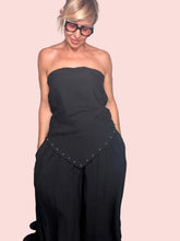 Completo FEMALE – Top Bustier e Pantalone Wide Leg con Borchie
