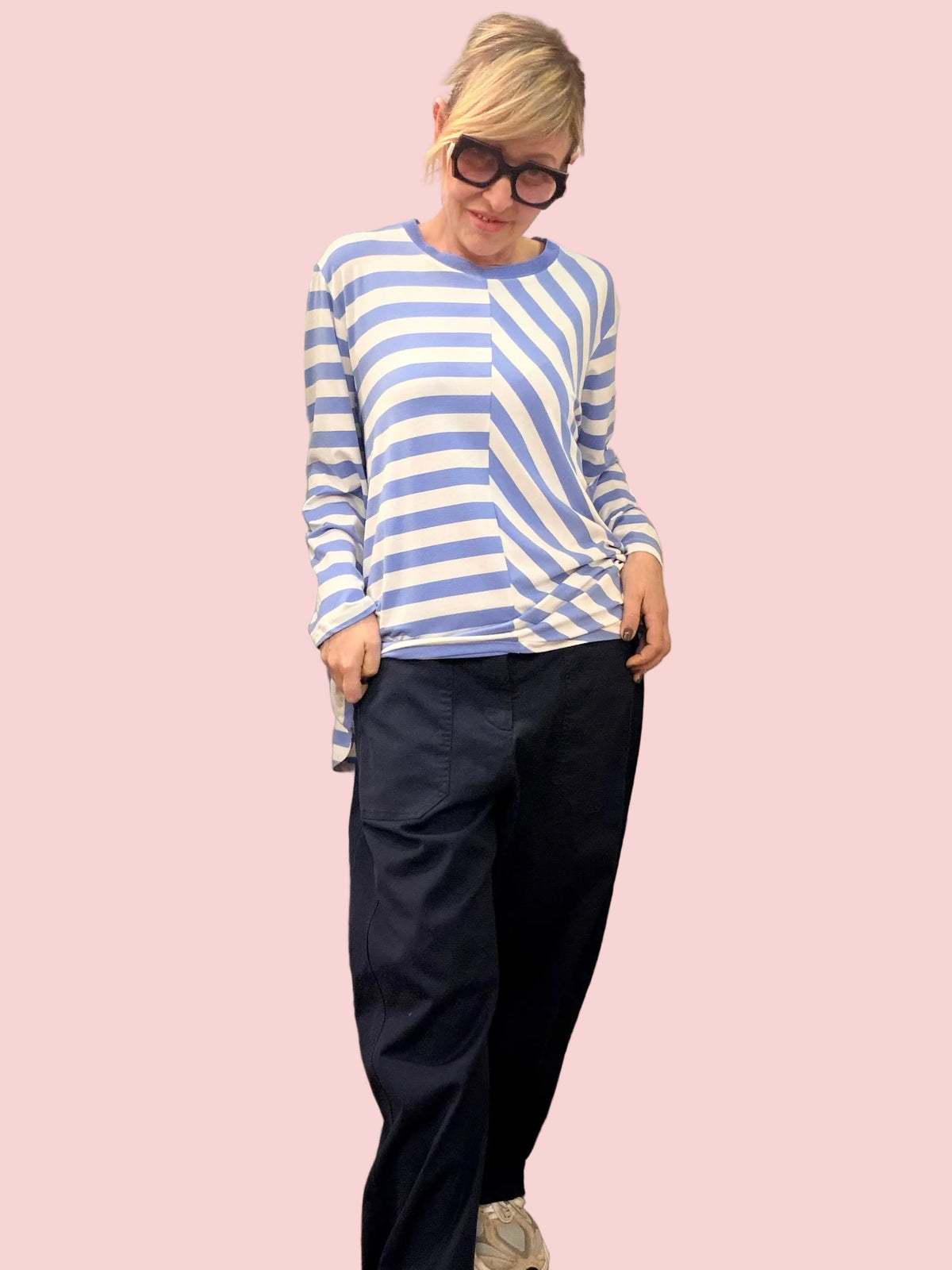 Pantaloni Workwear Blu Navy con Tasche Piatte