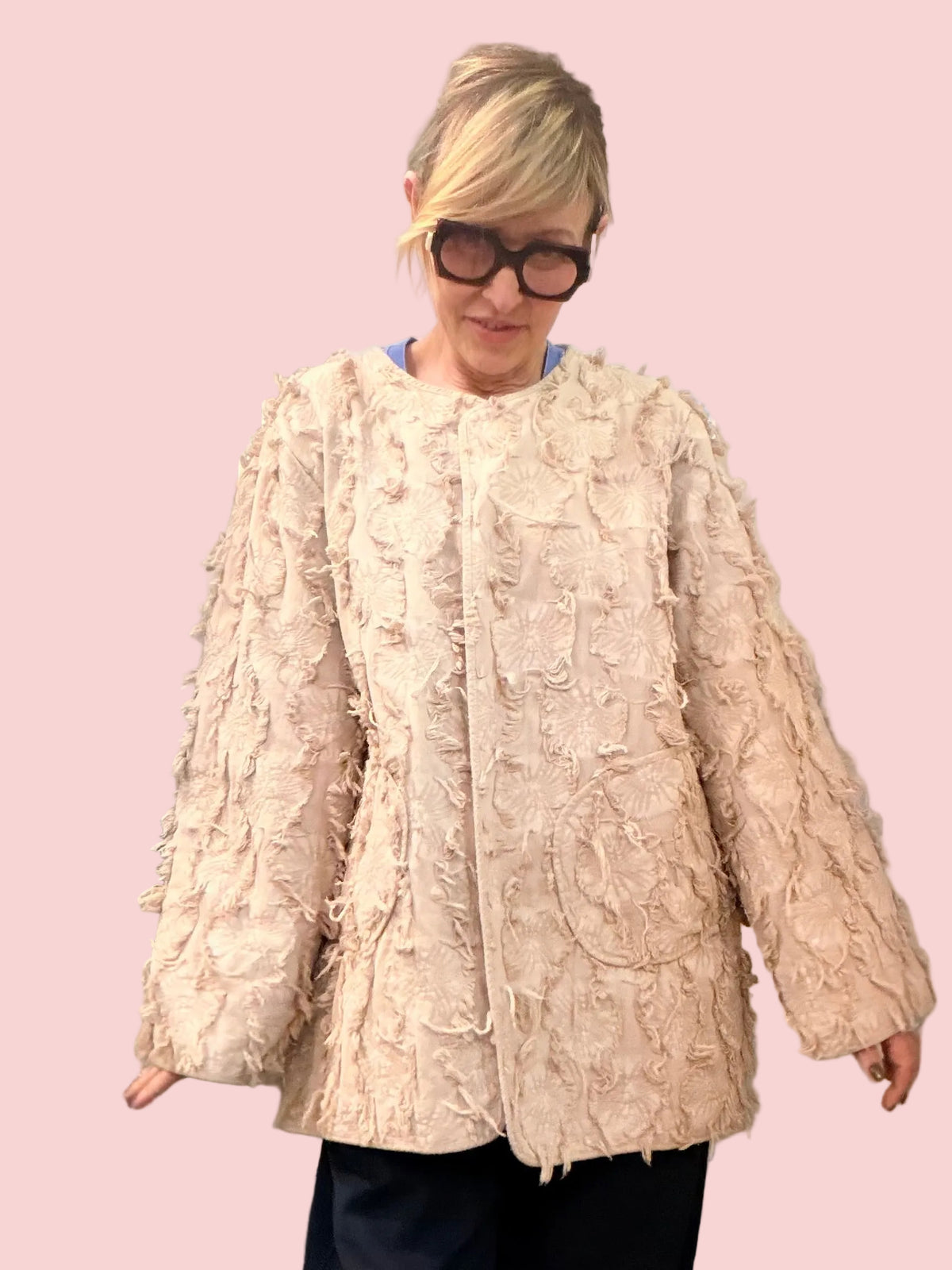 Giacca Effetto Frange con Texture Tridimensionale