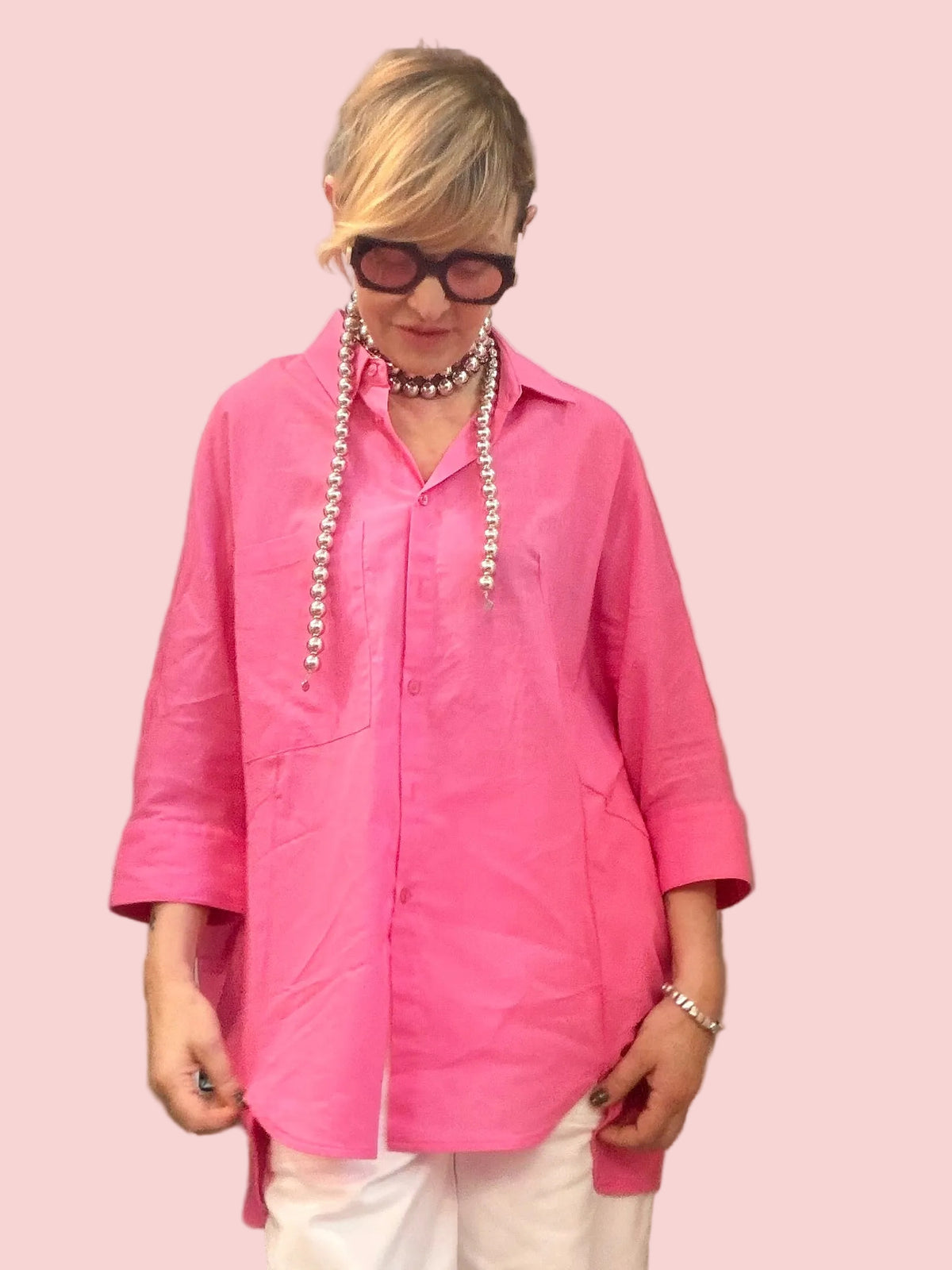 Camicia Oversize Rosa Fucsia