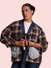 Giacca Denim Check Blu e Arancio PREORDINE in arrivo 15/09/2026