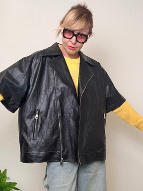 Chiodo in Ecopelle Nera Oversize