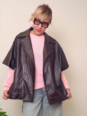 Chiodo in Ecopelle Nera Oversize