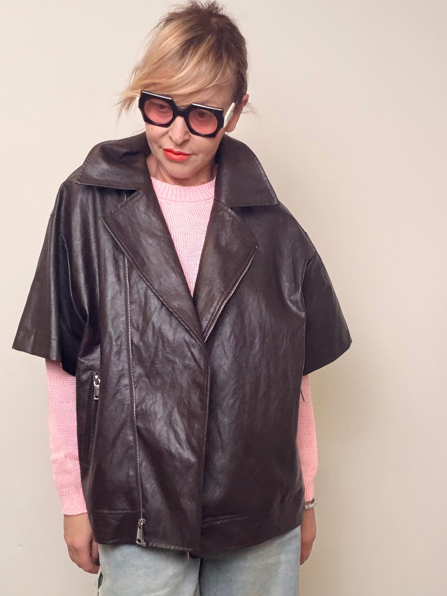 Chiodo in Ecopelle Nera Oversize