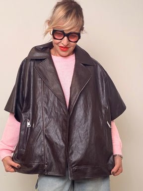 Chiodo in Ecopelle Nera Oversize