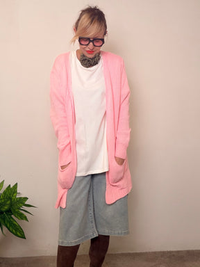 Cardigan Lungo in Maglia con Tasche