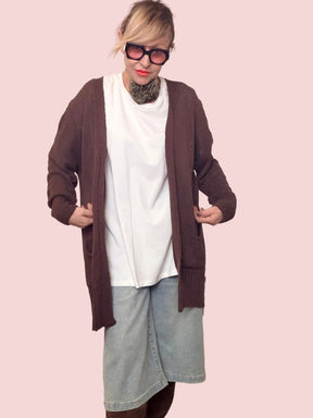 Cardigan Lungo in Maglia con Tasche