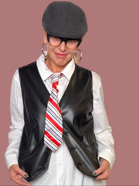 Gilet in ecopelle con retro in punto Milano