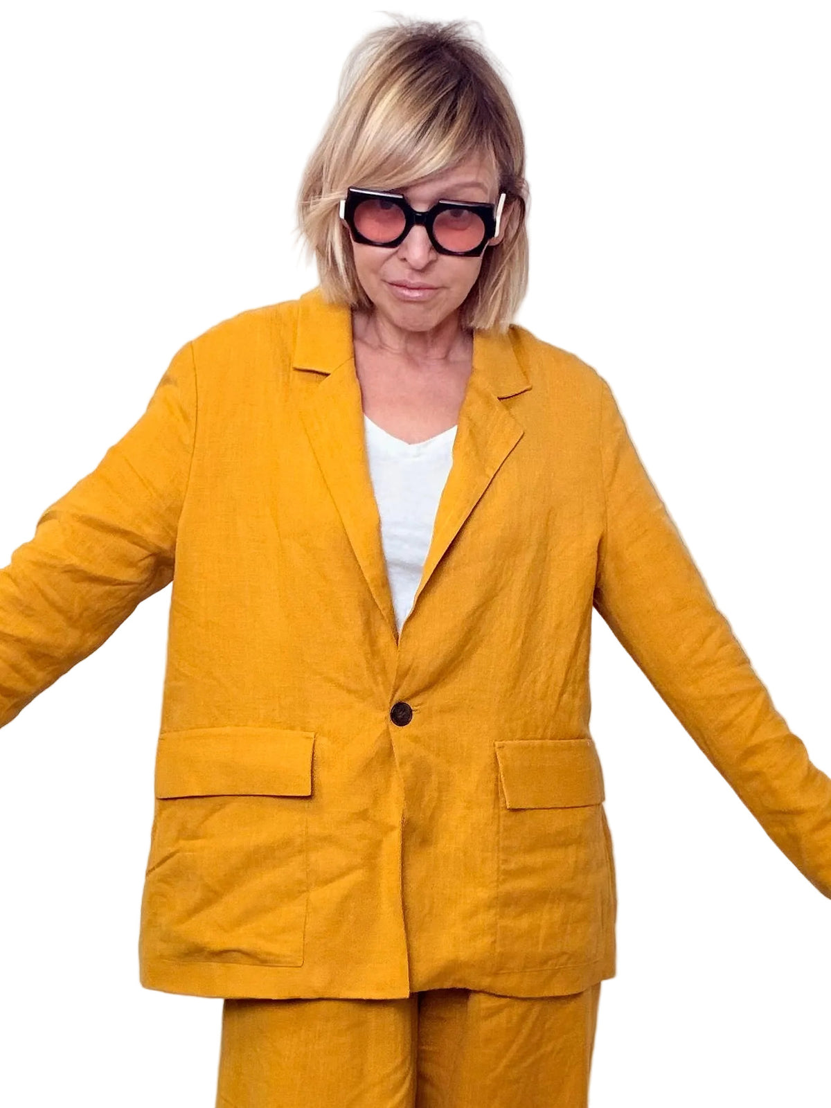 Giacca Oversize in Lino Senape