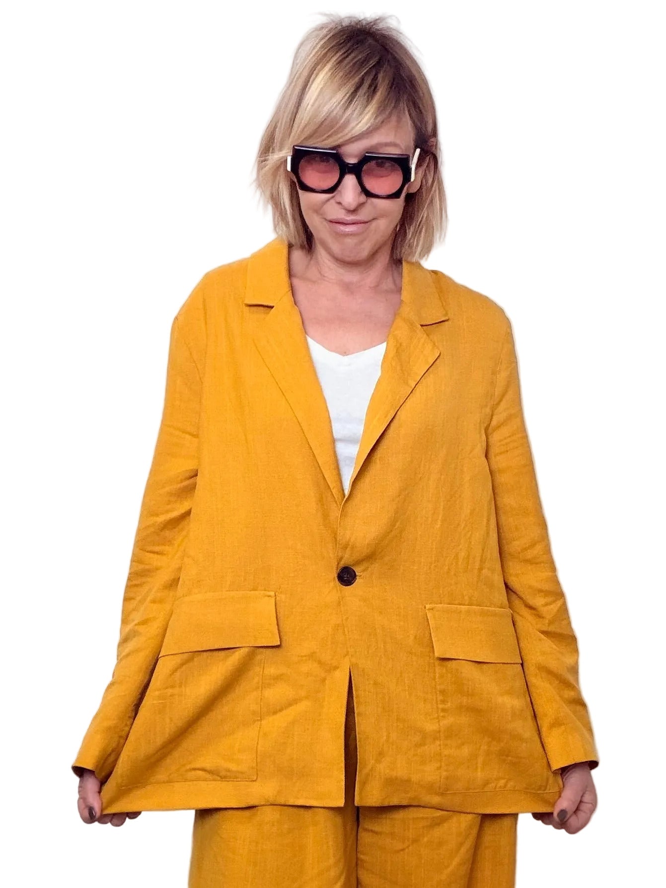 Giacca Oversize in Lino Senape