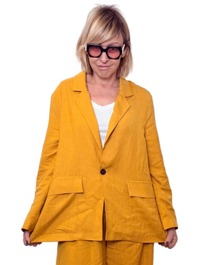 Giacca Oversize in Lino Senape