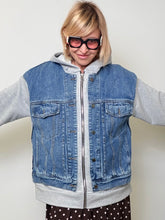 Giacca Ibrida Denim e Felpa con Cappuccio