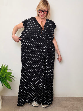 Abito Lungo in viscosa Oversize a Pois