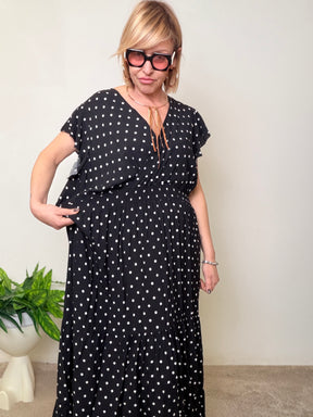 Abito Lungo in viscosa Oversize a Pois