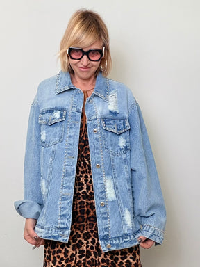 Giacca Denim Oversize Effetto Destroyed