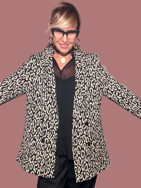Giacca Animalier in Tessuto Elasticizzato
