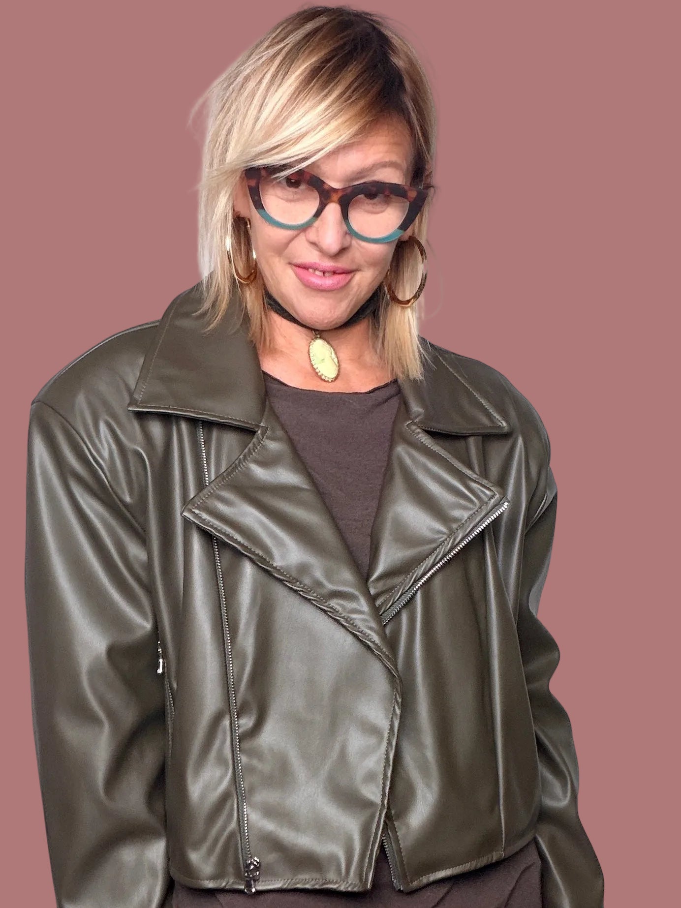 Chiodo in Ecopelle con Zip Asimmetrica