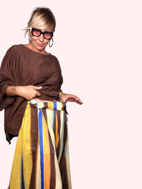 Pantalone Palazzo Righe Fluide — Stampa Optical Multicolor